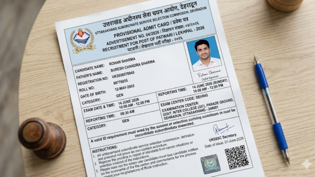 UKSSSC Patwari Lekhpal Admit Card 2026